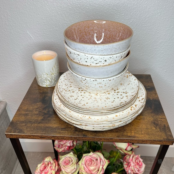 Gold Spots & White Suite One Studio Mimira Side Plates Set of 4 Anthropology - Picture 6 of 7